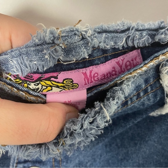 Women's Size:2X 90s Y2K Denim Two Toned Button Fly Low- Mid Rise Cropped Jeans - Picture 3 of 6